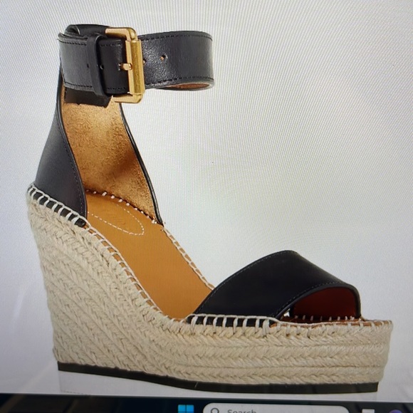 See by Chloe Platform Wedge Sandals with Ankle Strap Black Sz 38 (US 8) - Picture 1 of 6